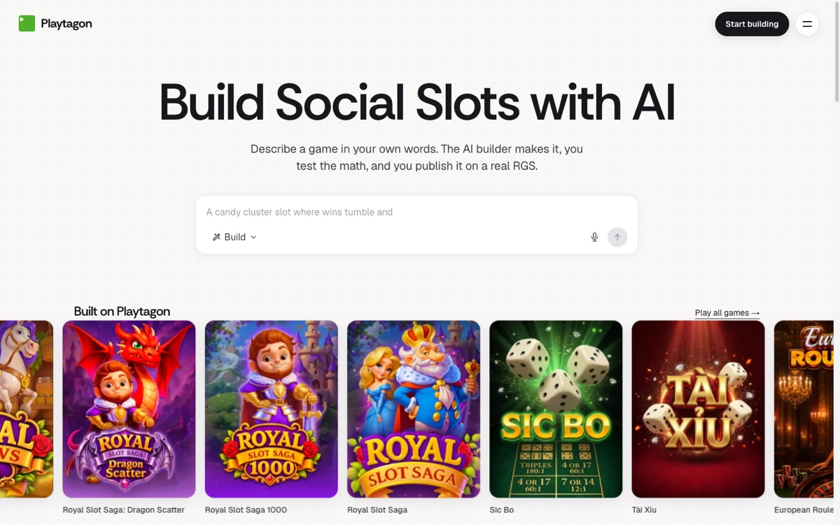 Playtagon: build social slots with AI